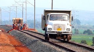 UNIQUE TRUCK ON RAILS INDIAN RAILWAYS CONSTRUCTION SITE [upl. by Hahcim]