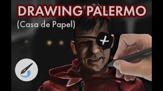 Drawing PALERMO from Casa de Papel  Money Heist [upl. by Aneeroc]