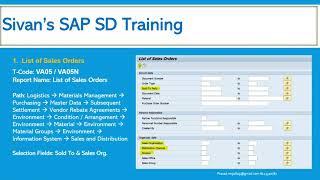 SAP SD Sales Orders Reports Part1 VA05 or VA05N  Sivans SAP SD Training [upl. by Rehtae]