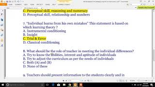 Child Development and Pedagogy MCQs Series 1 [upl. by Theodor698]