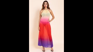 New plus size gradient sexy open back see through chiffon dress Wholesale SKU A28270 [upl. by Bobbye]