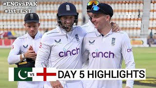 Pakistan vs Eng 1st Test DAY 5 Full Match Highlights  PAK vs ENG 1st Test Highlights [upl. by Nivac]