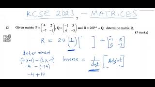 KCSE 2023 PP1 MATRICES [upl. by Hazeefah]