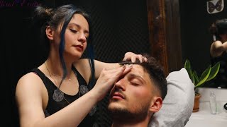 ASMR MELEK PROFESSIONAL CHAIR MASSAGE  BACK  HEAD  FACE [upl. by Ajnat]