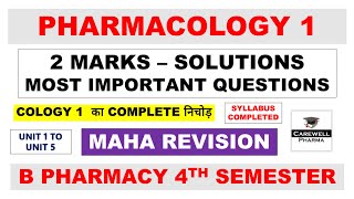 2 Marks Solutions  pharmacology 4th semester important questions  pharmacology 1 Carewell Pharma [upl. by Foah]