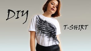 DIY Painted Wing tshirt step by step tutorial [upl. by Campagna322]