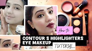 How to Contour s Highlighters and blesson  Easy to Step Eye Makeup  Malik Mehwish [upl. by Nahgaem851]