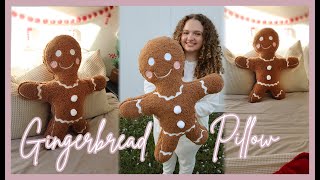 Giant Gingerbread Pillow DIY  trendy KIRKLANDS gingerbread pillow dupe  Craftmas Day 4 [upl. by Aisereht]