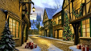 Relaxing with Instrumental Christmas Music amp Snow Ambience 🎄 Cozy Winter Street Ambience [upl. by Dnalyr]