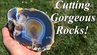 Whats Inside Cutting Open a Heap of Brazilian Agates Banded Iron Gold Tiger Eye amp More [upl. by Halihs708]