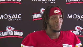 Wanya Morris talks after first Chiefs training camp practice [upl. by Manvell630]