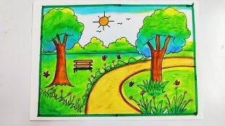 garden drawingflower garden drawinggarden scenery drawingflower garden scenery drawingdrawing [upl. by Assetal]