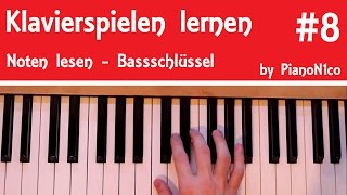 Klavierspielen lernen 8  Noten lesen lernen  Bassschlüssel  HD [upl. by Neelyad]