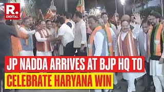 Haryana Election Results 2024 JP Nadda Arrives At BJP HQ For Grand Celebration After Big Win [upl. by Season575]