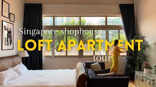 My Singapore shophouse loft apartment tour  light filled spacious aesthetic [upl. by Phina]