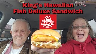 Arbys Kings Hawaiian Fish Deluxe Sandwich Review foodreview fastfoodreview arbys [upl. by Marjie]