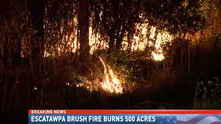 Escatawpa brush fire burns 500 acres  NBC 15 News WPMI [upl. by Aitnuahs483]