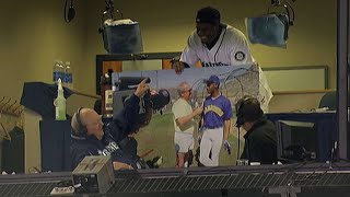 Ken Griffey Jr presents Dave Niehaus with a picture [upl. by Nasia749]