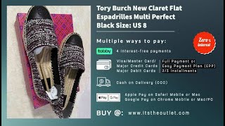 Tory Burch New Claret Flat Espadrilles Multi Perfect Black [upl. by Dnalevets877]