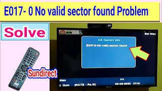 Sun Direct E0170 No valid sector found Problem Solve How to Solve Sun Direct no Valid Sector Found [upl. by Ainez541]