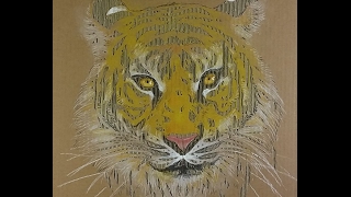 TIGER CARDBOARD ART CUTTINGS  Tigru decupat din carton [upl. by Wrigley244]