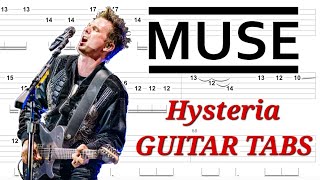 Muse  Hysteria  Rhythm amp Lead GUITAR TABS  Cover  Tutorial  Lesson [upl. by Nnahtur]