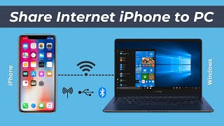 Share Internet from iPhone to Windows PC via USB Hotspot Bluetooth [upl. by Ecinue]