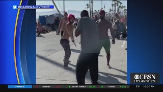 Caught On Video AllOut Brawl On Venice Beach Boardwalk [upl. by Ylime]