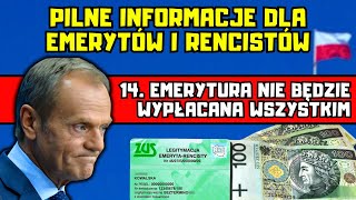 ⚡️ZUS 14 emerytura w 2024 r nie zostanie wypłacona w całości wszystkim Kiedy wypłata Jaka kwota [upl. by Harty]