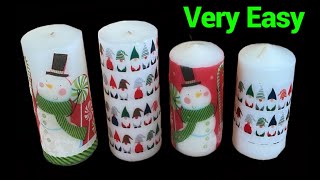 How To Simply Decorate Candles 🕯️ With Paper NapkinTissue Wrapping PaperDIY Personalized Candles [upl. by Buchheim727]