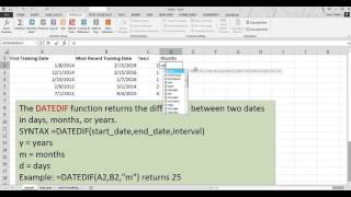 Excel DATEDIF function [upl. by Ensign]