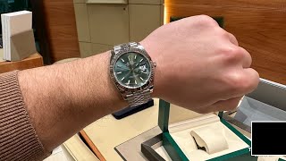 Buying a New Rolex DateJust 41mm Mint Green Dial from The Rolex Authorised Dealer  Ref 126334 [upl. by Cindra382]