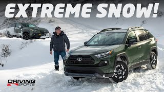 Snow Shootout 2024 Subaru Crosstrek Wilderness vs Toyota RAV4 TRD OffRoad at 17ºC [upl. by Regen]