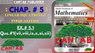 Math Grade 9 Chapter 5  CANTAB Publisher Exercise 51 Qus1viiviiiixxxixii  NCP2024 NBF [upl. by Amadus]