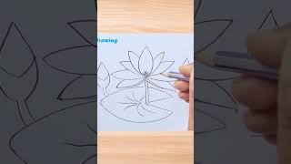 Water lily Drawing shortsvideo creative art [upl. by Yrak428]