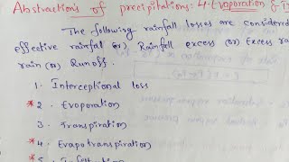 Abstractions Of Precipitation  Precipitation Losses [upl. by Skippy]