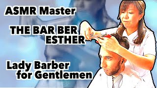 Woman ASMR Barber Esther  The Barber with Nick [upl. by Neenad416]