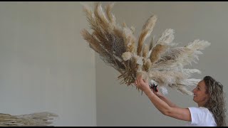 How to Make a Hanging Pampas Grass Chandelier DIY [upl. by Noak142]