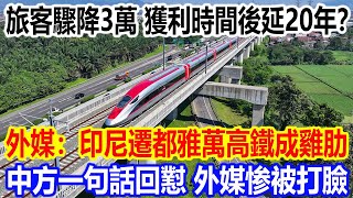 旅客驟降3萬，獲利時間後延20年？外媒：印尼遷都雅萬高鐵成雞肋，中方一句話回懟，外媒惨被打臉 [upl. by Eniroc187]