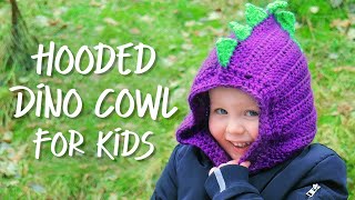 Crochet Hooded Dino Cowl for Kids  Free Crochet Pattern [upl. by Serolod]