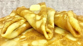 Блины на кипятке  тонкие и нежные Рецепт вкусных заварных блинов  Delicious pancakes Eng sub [upl. by Farmann467]