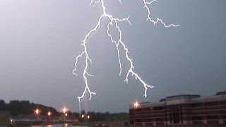 Close lightning strikes thunder with active storm in Bridgeport WV  2006 [upl. by Annij35]