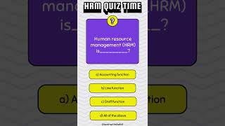 HRM MCQs  Part 12  With Answers  hrm hrmshorts humanresourcemanagement [upl. by Ettennan]