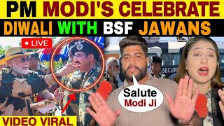 PM MODIS CELEBRATES DIWALI WITH BSF SOLDIERS IN GUJARAT  MODI FANS IN PAK REACTION [upl. by Solana585]