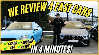 4 CARS 4 Minutes 4x4 400BHP S5 RS3 Focus RS amp A45s AMG Review CHALLENGE [upl. by Jerman32]