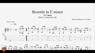 J S Bach  Bourrée in E minor  Guitar Tabs [upl. by Intyrb771]