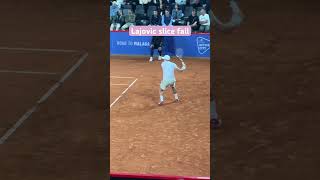 Dusan Lajovic slice goes long vs Sebastian Baez [upl. by Codee114]