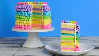 RAINBOW BUTTERCREAM RUFFLE CAKE HANIELAS [upl. by Abdella]