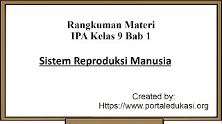 Rangkuman Materi IPA Kelas 9 Bab 1  Sistem Reproduksi Manusia [upl. by Hunger]