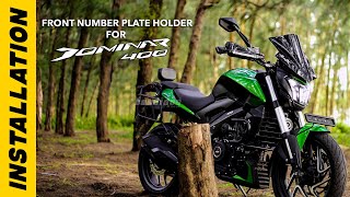 Installation of Front Fender Number Plate Holder on Bajaj Dominar 400  DIY  Bandidos PITSTOP [upl. by Katine703]